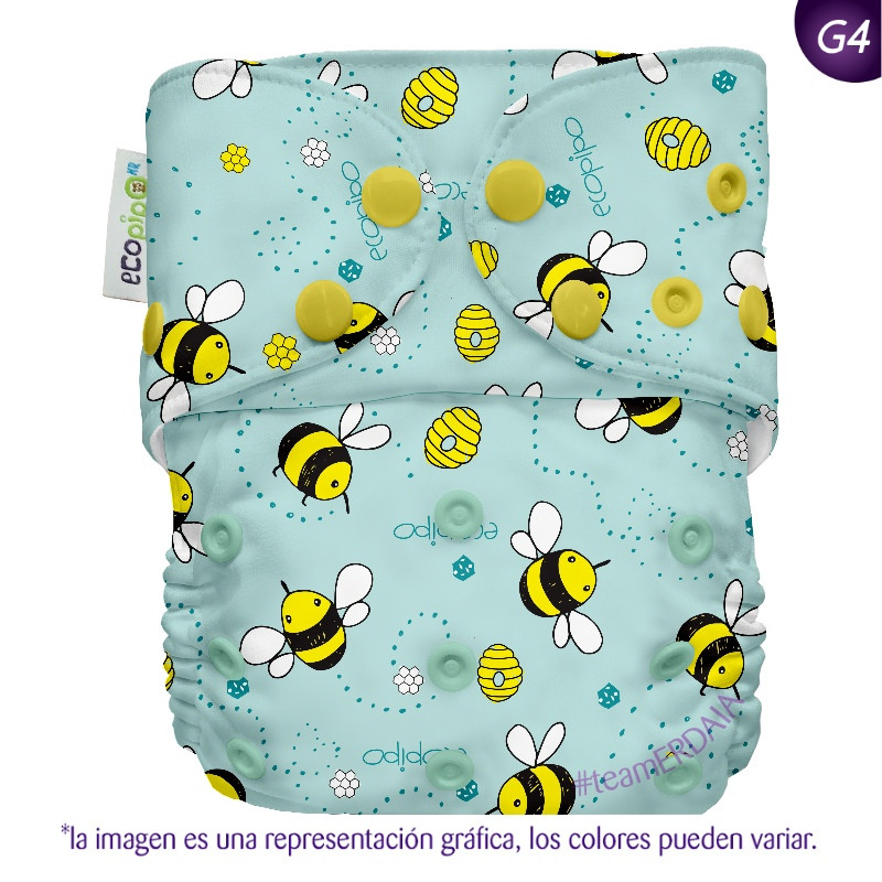 Pañal G4 estampado Ecopipo. Broches. Buzzy.