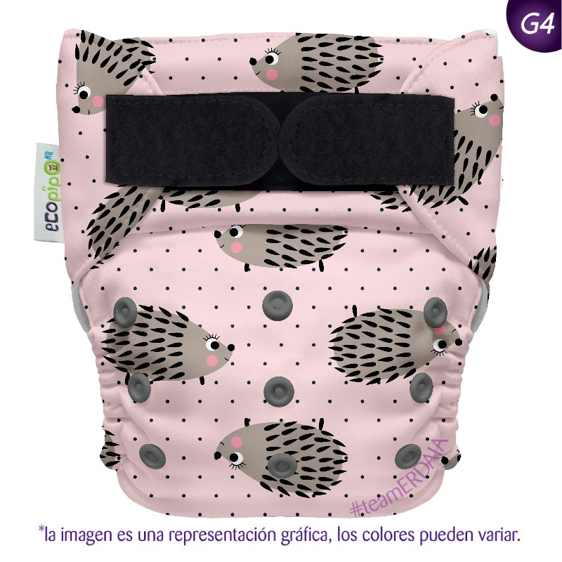 Pañal G4 estampado Ecopipo. Velcro. Erizos.