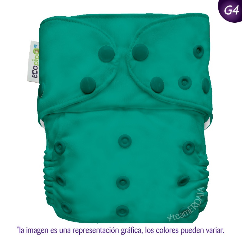 Pañal G4 liso Ecopipo. Broches. Jade.