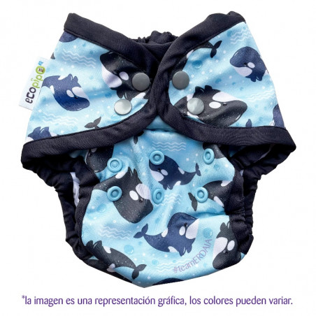 PAÑALES PARA NATACIÓN ALBERCA PLAYA NIÑOS BEBÉSPañal natación bebé Ballenitas. Estampado. Ecopipo.