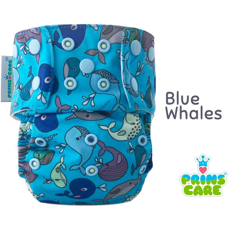 Pañal Prins Care. Blue Whales. Snap. Unitalla.