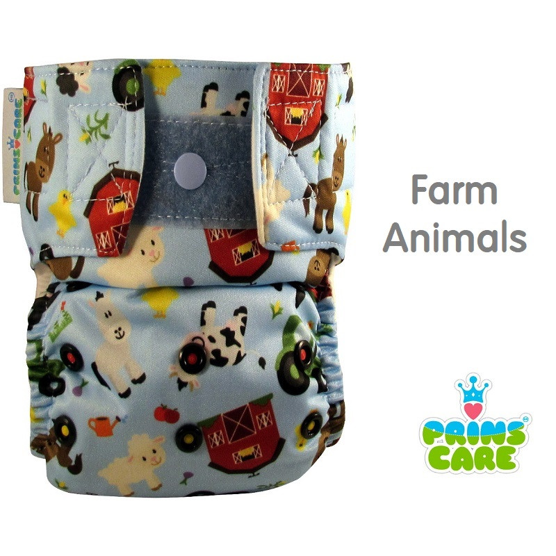 Pañal Prins Care. Farm Animals. Velcro. Unitalla.