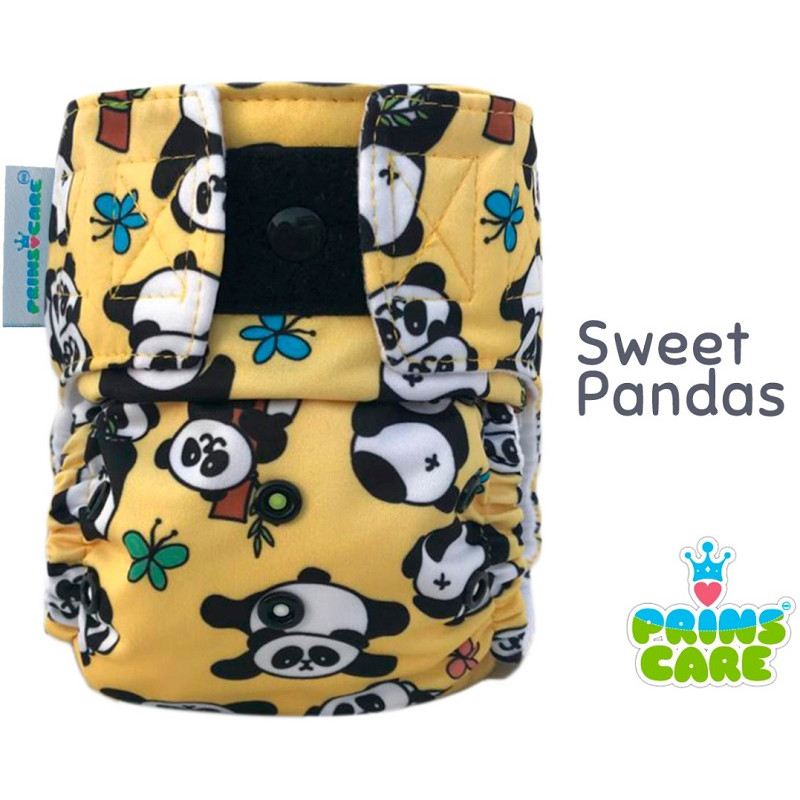 Pañal Prins Care. Sweet Pandas. Velcro. Unitalla.